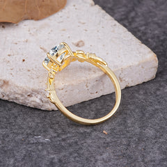 Nature-Inspired Oval Cut Leaf Lab Diamond Promise Ring for Women