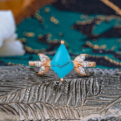 Minimalist Luxe 4-Prong Kite-Cut Turquoise Engagement Ring