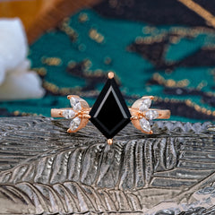 Minimalist Luxe 4-Prong Kite-Cut Black Onyx Engagement Ring