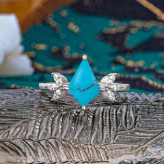Minimalist Luxe 4-Prong Kite-Cut Turquoise Engagement Ring