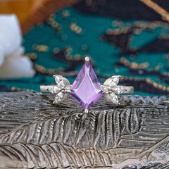 Minimalist Luxe 4-Prong Kite-Cut Natural Amethyst Engagement Ring
