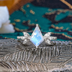 Minimalist Luxe 4-Prong Kite-Cut Moonstone Engagement Ring