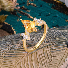 Minimalist Luxe 4-Prong Kite-Cut Citrine Engagement Ring