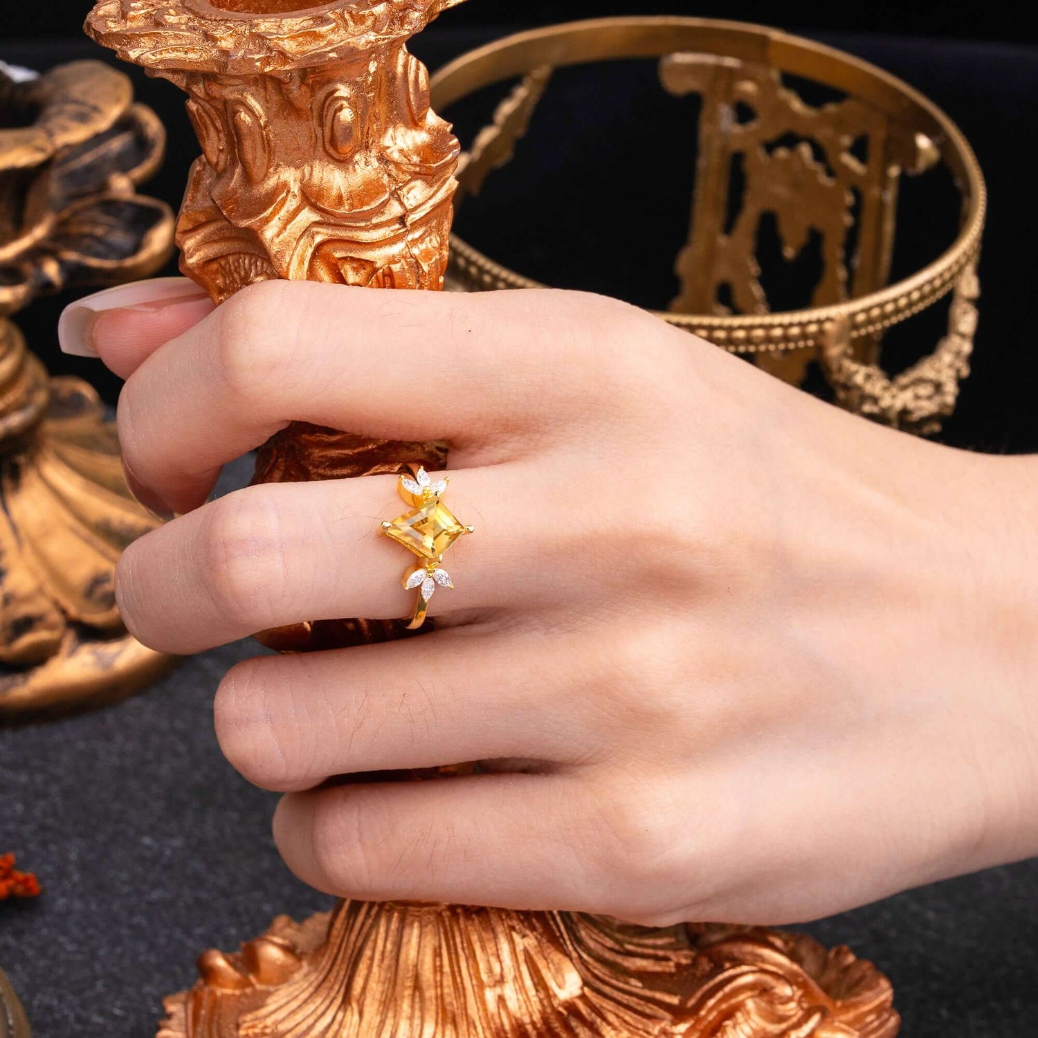 Minimalist Luxe 4-Prong Kite-Cut Citrine Engagement Ring