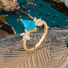 Minimalist Luxe 4-Prong Kite-Cut Turquoise Engagement Ring