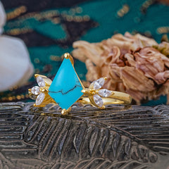 Minimalist Luxe 4-Prong Kite-Cut Turquoise Engagement Ring