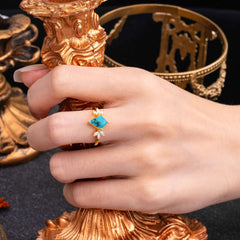 Minimalist Luxe 4-Prong Kite-Cut Turquoise Engagement Ring