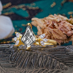 Minimalist Luxe 4-Prong Kite-Cut Black Rutilated Quartz Engagement Ring