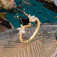 Minimalist Luxe 4-Prong Kite-Cut Black Onyx Engagement Ring