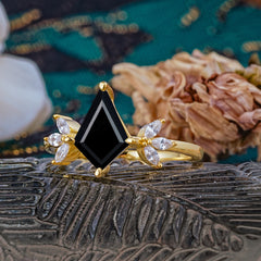 Minimalist Luxe 4-Prong Kite-Cut Black Onyx Engagement Ring