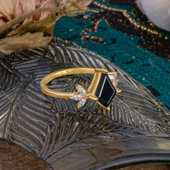 Minimalist Luxe 4-Prong Kite-Cut Black Onyx Engagement Ring