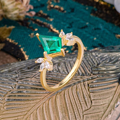 Minimalist Luxe 4-Prong Kite-Cut Emerald Engagement Ring