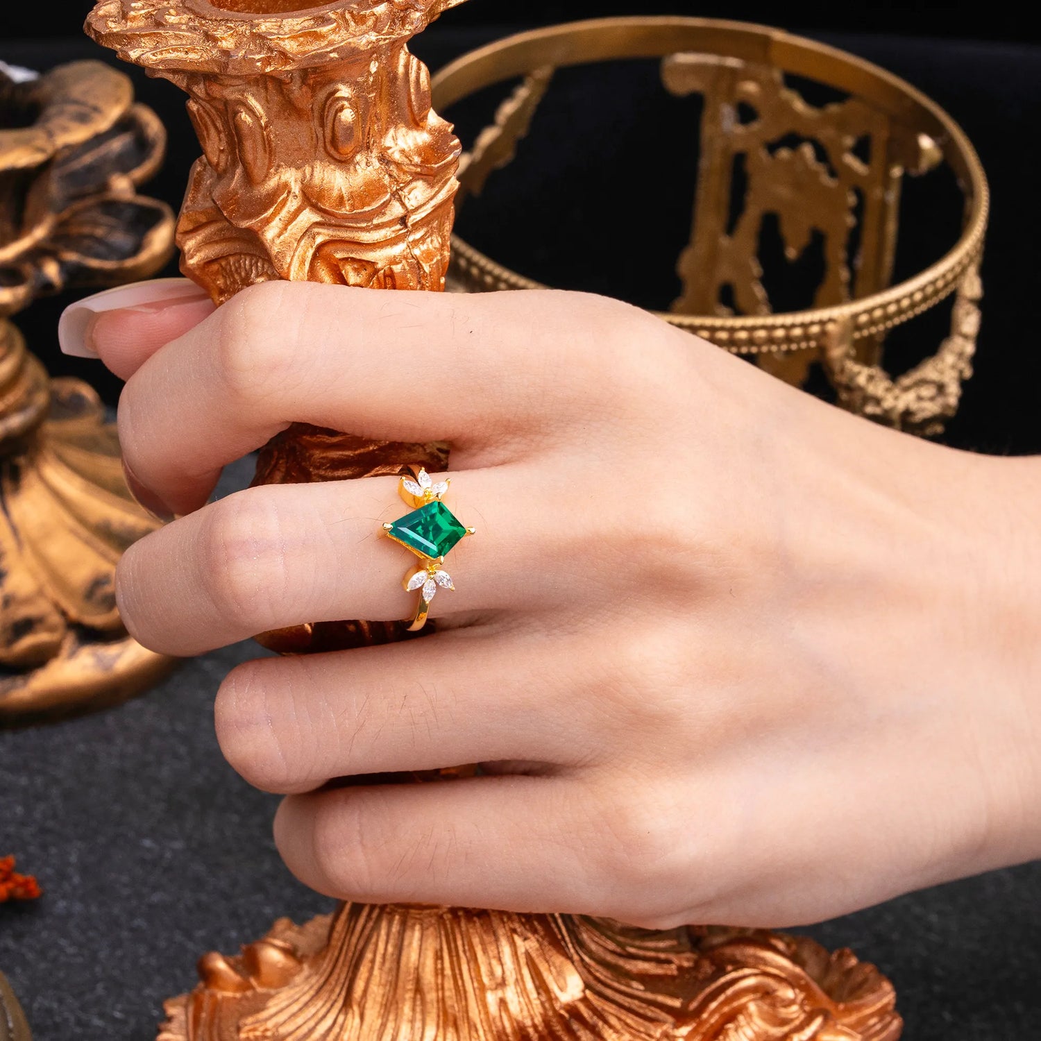 Minimalist Luxe 4-Prong Kite-Cut Emerald Engagement Ring