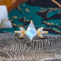 Minimalist Luxe 4-Prong Kite-Cut Moonstone Engagement Ring
