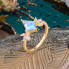 Minimalist Luxe 4-Prong Kite-Cut Moonstone Engagement Ring