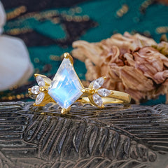 Minimalist Luxe 4-Prong Kite-Cut Moonstone Engagement Ring