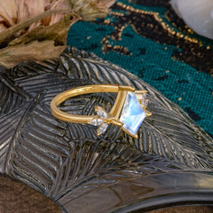 Minimalist Luxe 4-Prong Kite-Cut Moonstone Engagement Ring