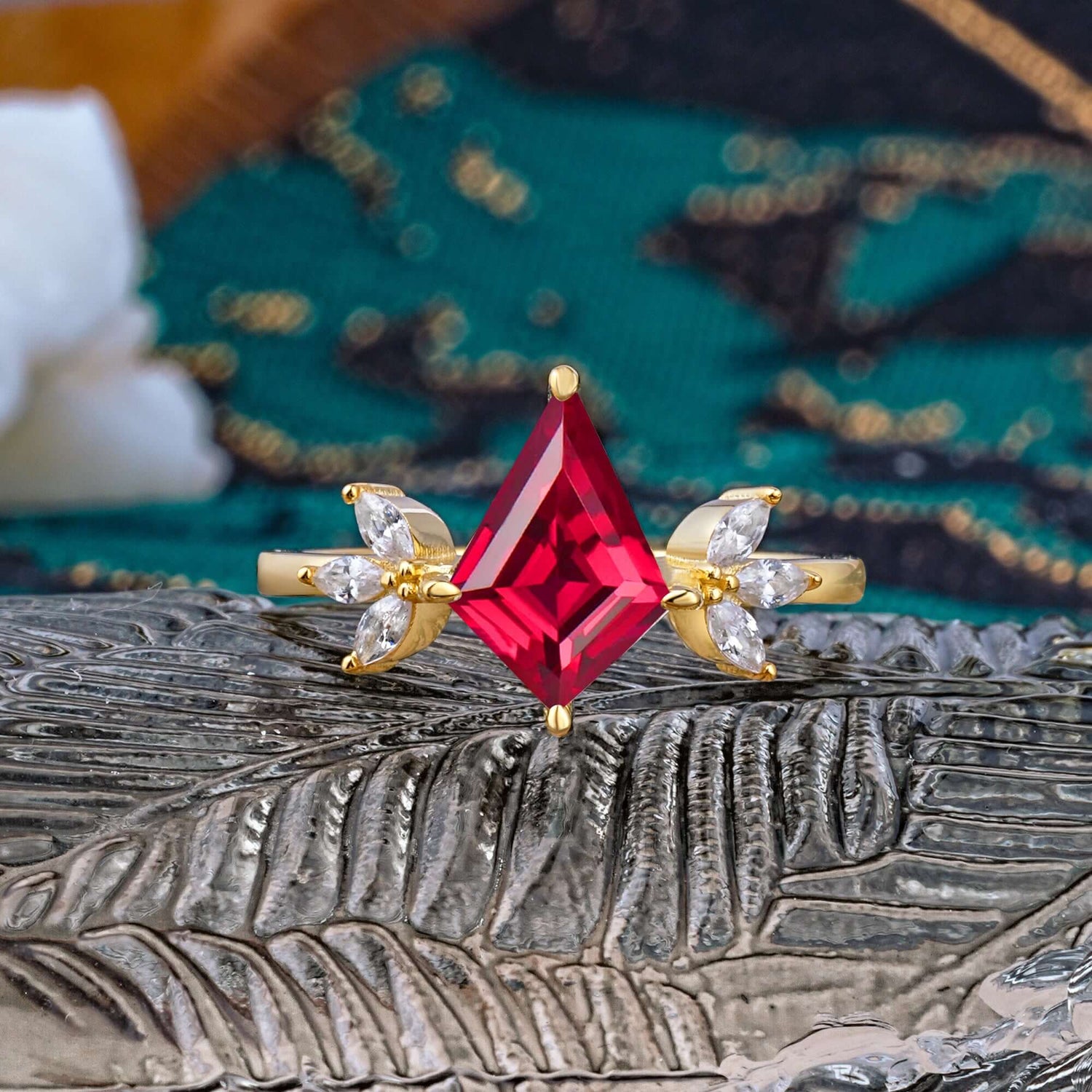 Minimalist Luxe 4-Prong Kite-Cut Ruby Engagement Ring