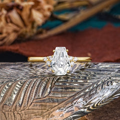 Minimalist 4-Prong Coffin-Cut Moissanite Engagement Ring