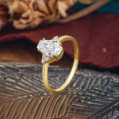 Minimalist 4-Prong Coffin-Cut Moissanite Engagement Ring