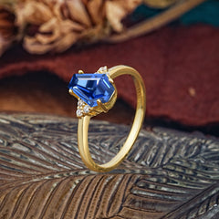 Minimalist 4-Prong Coffin-Cut Sapphire Engagement Ring