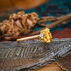 Minimalist 4-Prong Coffin-Cut Citrine Engagement Ring