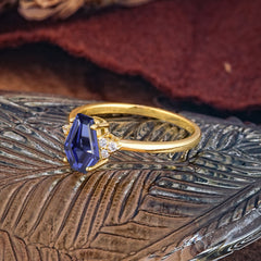 Minimalist 4-Prong Coffin-Cut Tanzanite Engagement Ring