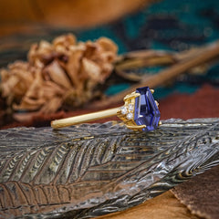 Minimalist 4-Prong Coffin-Cut Tanzanite Engagement Ring