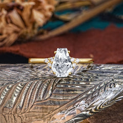 Minimalist 4-Prong Coffin-Cut Lab Diamond Engagement Ring