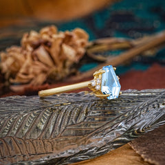 Minimalist 4-Prong Coffin-Cut Aquamarine Engagement Ring