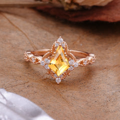 Vintage Luxe Kite-Cut Citrine Engagement Ring