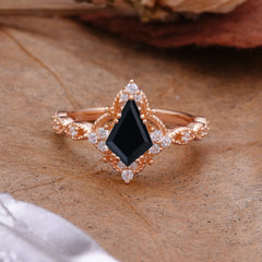 Vintage Luxe Kite-Cut Black Onyx Engagement Ring
