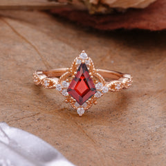 Vintage Luxe Kite-Cut Garnet Engagement Ring