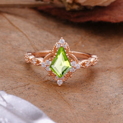 Vintage Luxe Kite-Cut Peridot Engagement Ring