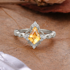Vintage Luxe Kite-Cut Citrine Engagement Ring