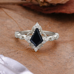 Vintage Luxe Kite-Cut Black Onyx Engagement Ring