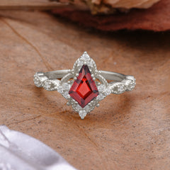 Vintage Luxe Kite-Cut Garnet Engagement Ring