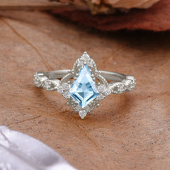 Vintage Luxe Kite-Cut Aquamarine Engagement Ring