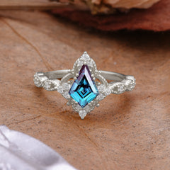 Vintage Luxe Kite-Cut Alexandrite Engagement Ring