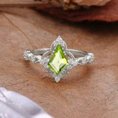 Vintage Luxe Kite-Cut Peridot Engagement Ring
