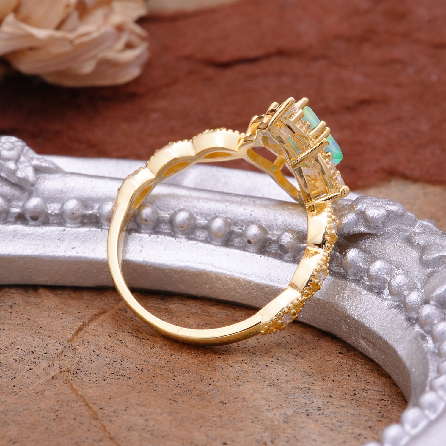 Vintage Luxe Kite-Cut Opal Engagement Ring