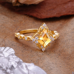 Vintage Luxe Kite-Cut Citrine Engagement Ring