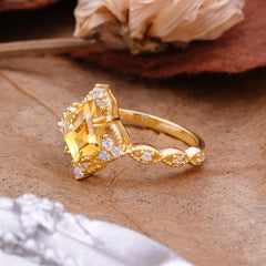 Vintage Luxe Kite-Cut Citrine Engagement Ring