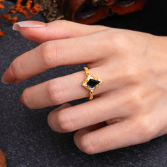Vintage Luxe Kite-Cut Black Onyx Engagement Ring
