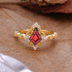 Vintage Luxe Kite-Cut Garnet Engagement Ring