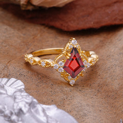 Vintage Luxe Kite-Cut Garnet Engagement Ring
