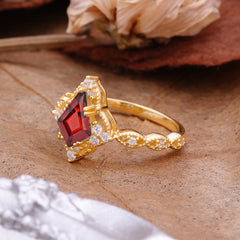 Vintage Luxe Kite-Cut Garnet Engagement Ring
