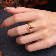 Vintage Luxe Kite-Cut Garnet Engagement Ring