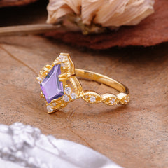 Vintage Luxe Kite-Cut Amethyst Engagement Ring