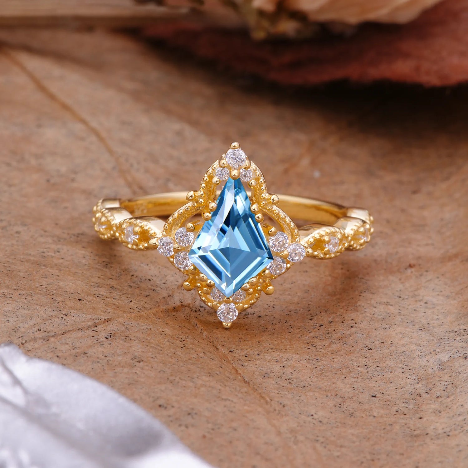 Vintage Luxe Kite-Cut Aquamarine Engagement Ring